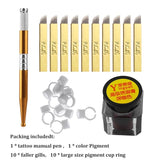 1 Set Microblading Tebori Makeup Tattoo Kits Manual Pen Eyebrow Practice Pigment Set with Needle Blade Ink Ring Body Art Tools