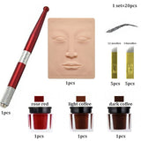 1 Set Microblading Tebori Makeup Tattoo Kits Manual Pen Eyebrow Practice Pigment Set with Needle Blade Ink Ring Body Art Tools