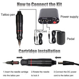 Professional Tattoo Machine Kits Tattoo Rotary Pen Set With Power Supply Cartridges Needles Tattoo Body Art